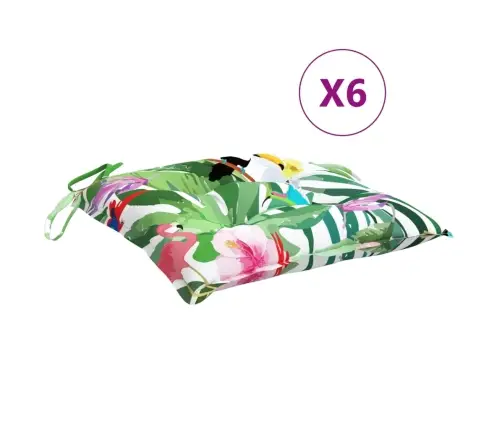 Krēslu Matrači, 6 Gab., Krāsaini, 40X40X7 Cm, Audums Vidaxl