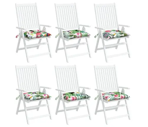 Krēslu Matrači, 6 Gab., Krāsaini, 40X40X7 Cm, Audums Vidaxl