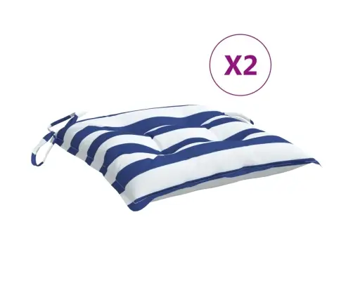 Krēsla Matrači, 2 Gab., 50X50X7 Cm, Oksforda Audums, Zili Balti Vidaxl