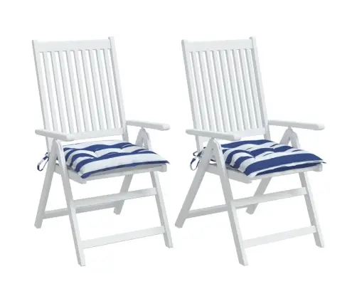 Krēsla Matrači, 2 Gab., 50X50X7 Cm, Oksforda Audums, Zili Balti Vidaxl