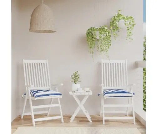 Krēsla Matrači, 2 Gab., 50X50X7 Cm, Oksforda Audums, Zili Balti Vidaxl