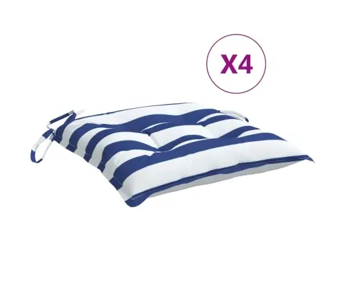 Spilveni, 4 Gab., Zilas Un Baltas Svītras, 50X50X7 Cm, Audums Vidaxl