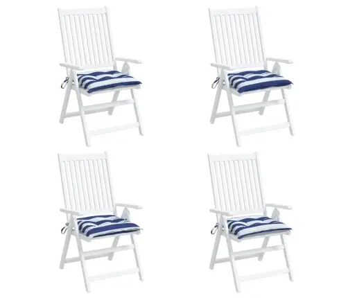 Spilveni, 4 Gab., Zilas Un Baltas Svītras, 50X50X7 Cm, Audums Vidaxl