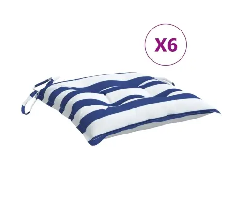 Matrači, 6 Gab., Zilas Un Baltas Svītras, 50X50X7 Cm, Audums Vidaxl