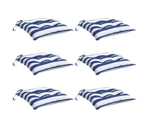 Matrači, 6 Gab., Zilas Un Baltas Svītras, 50X50X7 Cm, Audums Vidaxl