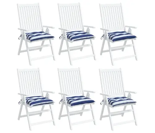 Matrači, 6 Gab., Zilas Un Baltas Svītras, 50X50X7 Cm, Audums Vidaxl