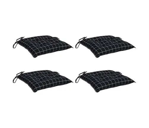Toolipadjad 4 Tk, Mustad Ruudud, 50 X 50 X 7 cm Kangas