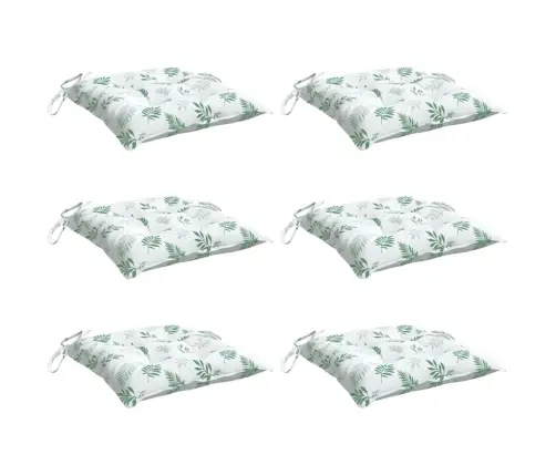 Krēslu Matrači, 6 Gab., 50X50X7 Cm, Audums, Lapu Apdruka Vidaxl