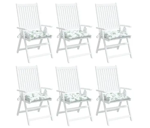 Krēslu Matrači, 6 Gab., 50X50X7 Cm, Audums, Lapu Apdruka Vidaxl