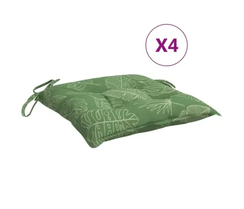 Dārza Krēslu Matrači, 4 Gab., 50X50X7 Cm, Audums, Lapu Apdruka Vidaxl