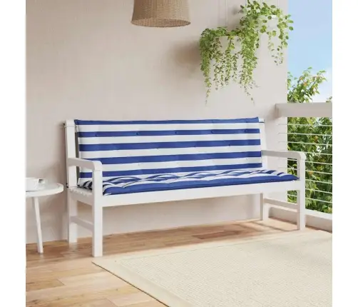 Sola Matrači, 2 Gab., 150X50X7Cm, Audums, Zilas, Baltas Svītras Vidaxl