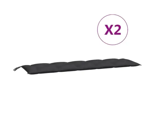 Dārza Sola Matrači, 2 Gab., 180X50X7Cm, Oksforda Audums, Melni Vidaxl