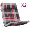 Krēsla Spilvens 2 Pcs Sarkans Rūtojums 58 X 77 X 4.5 Cm Vidaxl