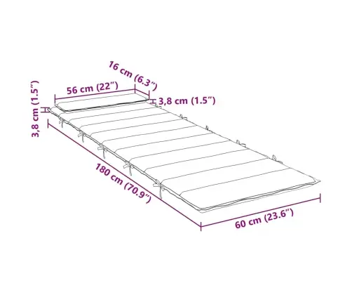 Saulės Gulto Čiužinukas, Antracito Spalvos, 180X60X4cm Audinys