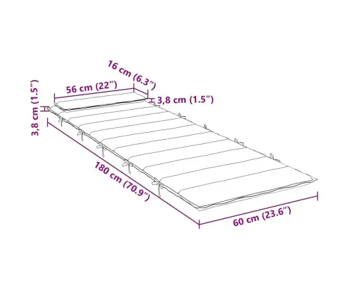 Sauļošanās Krēsla Matracis, 180X60X4 Cm, Audums, Lapu Apdruka Vidaxl
