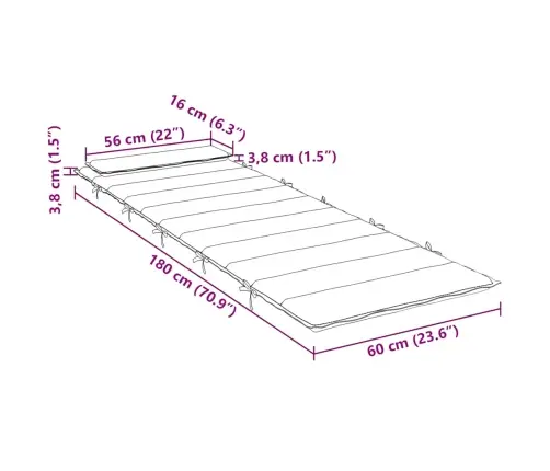 Sauļošanās Krēsla Matracis, 180X60X4 Cm, Zilas, Baltas Svītras Vidaxl