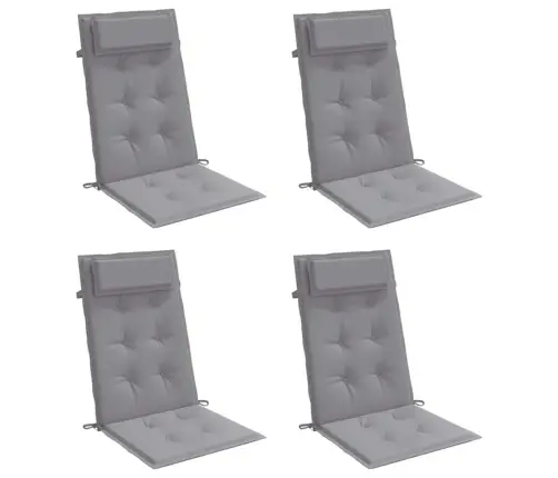 Kõrge Seljatoega Toolipadjad 4 Tk, Hall, Oxford Kangas