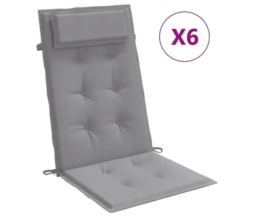 Dārza Krēslu Spilveni, 6 Gab., Oksforda Audums, Pelēki Vidaxl