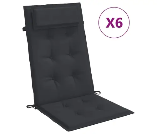 Dārza Krēslu Spilveni, 6 Gab., Melns Oksforda Audums Vidaxl