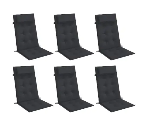Dārza Krēslu Spilveni, 6 Gab., Melns Oksforda Audums Vidaxl