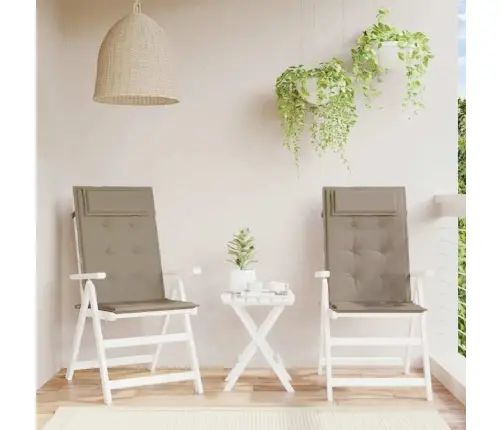 Kõrge Seljatoega Toolipadjad 2 Tk, Pruunikashall, Oxford Kangas