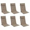 Kõrge Seljatoega Toolipadjad 6 Tk, Pruunikashall, Oxford Kangas