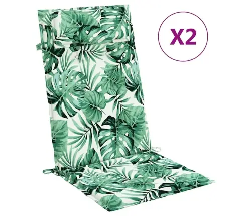 Kõrge Seljatoega Toolipadjad 2 Tk, Lehemuster, Oxford Kangas