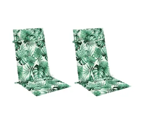 Kõrge Seljatoega Toolipadjad 2 Tk, Lehemuster, Oxford Kangas