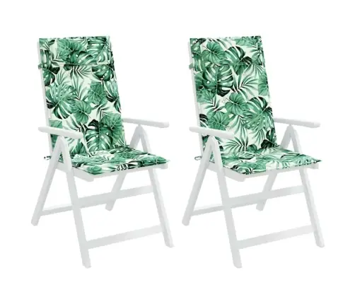 Kõrge Seljatoega Toolipadjad 2 Tk, Lehemuster, Oxford Kangas