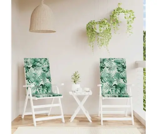 Kõrge Seljatoega Toolipadjad 2 Tk, Lehemuster, Oxford Kangas