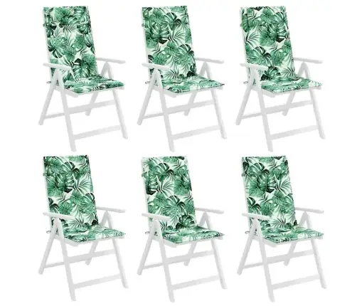 Kõrge Seljatoega Toolipadjad 6 Tk, Lehemuster, Oxford Kangas