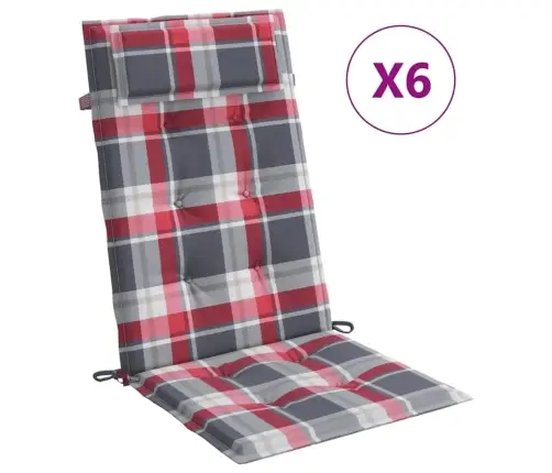 Kėdės Pagalvėlės, 6Vnt., Oksfordo Audinys, Raudoni Langeliai