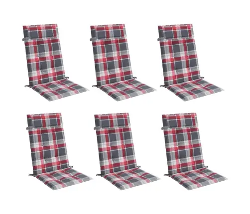 Kėdės Pagalvėlės, 6Vnt., Oksfordo Audinys, Raudoni Langeliai