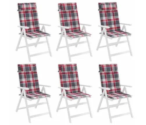 Kėdės Pagalvėlės, 6Vnt., Oksfordo Audinys, Raudoni Langeliai