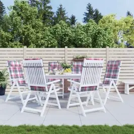 Kėdės Pagalvėlės, 6Vnt., Oksfordo Audinys, Raudoni Langeliai