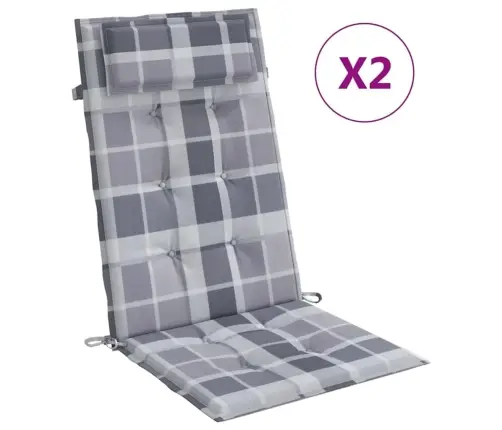 Kėdės Pagalvėlės, 2Vnt., Oksfordo Audinys, Pilki Langeliai