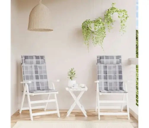 Kėdės Pagalvėlės, 2Vnt., Oksfordo Audinys, Pilki Langeliai