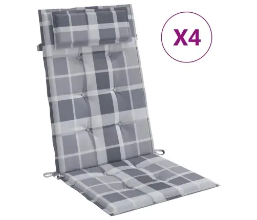 Dārza Krēslu Spilveni, 4 Gab., Pelēki Rūtots Oksforda Audums Vidaxl