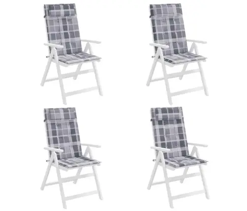Dārza Krēslu Spilveni, 4 Gab., Pelēki Rūtots Oksforda Audums Vidaxl