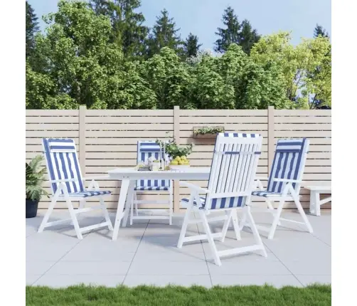 Kõrge Seljatoega Toolipadjad 4 Tk, Sinise/Valge Triibuline