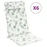 Kõrge Seljatoega Toolipadjad 6 Tk, Lehemuster, Oxford Kangas