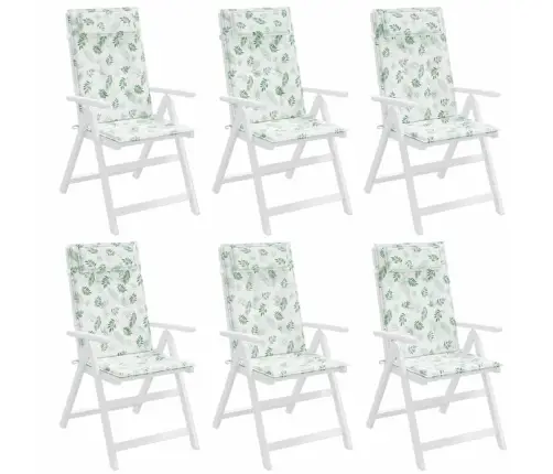 Kõrge Seljatoega Toolipadjad 6 Tk, Lehemuster, Oxford Kangas