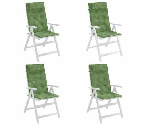 Kõrge Seljatoega Toolipadjad 4 Tk, Lehemuster, Oxford Kangas