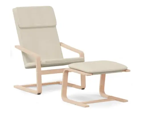 Atpūtas Krēsls Ar Kājsoliņu, Krēmkrāsas Audums Vidaxl