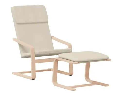 Atpūtas Krēsls Ar Kājsoliņu, Krēmkrāsas Audums Vidaxl