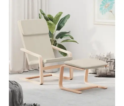 Atpūtas Krēsls Ar Kājsoliņu, Krēmkrāsas Audums Vidaxl