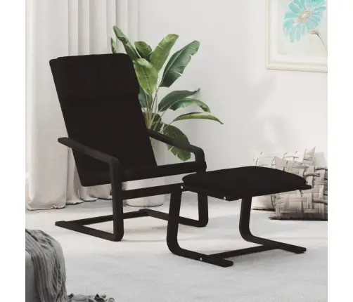 Atpūtas Krēsls Ar Kājsoliņu, Melns Audums Vidaxl