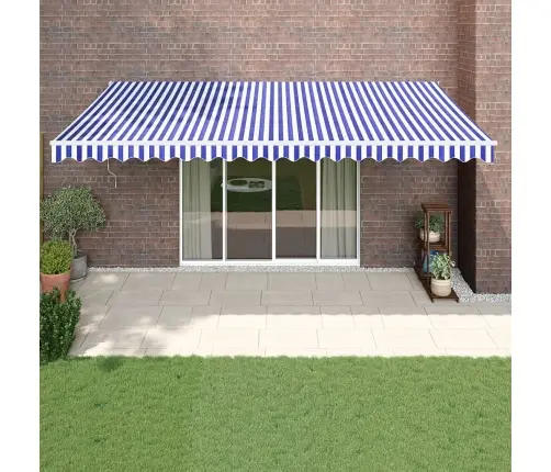 Ištraukiama Markizė, Mėlyna/Balta, 5X3M, Audinys Ir Aliuminis