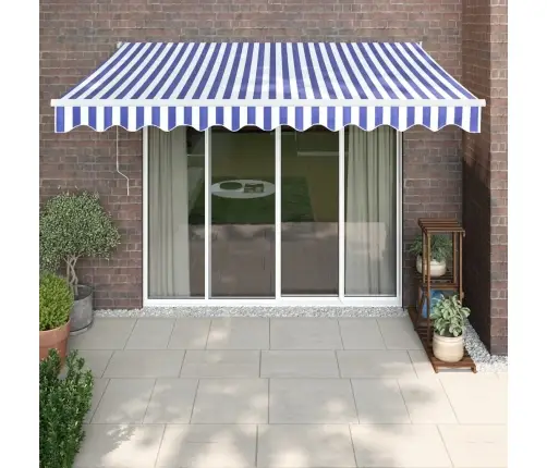 Automaatne Sissetõmmatav Varikatus Sinine-Valge 3,5X2,5 M