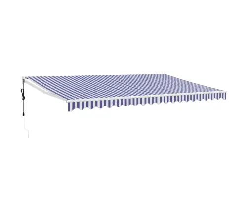 Izvelkama Markīze, Automātiska, Zila, Balta, 5X3 M Vidaxl